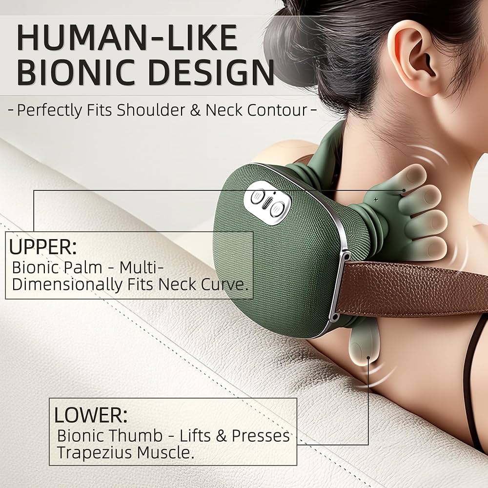 Rechargeable Neck & Shoulder Massager with Heat – Deep Kneading & 3 Massage Modes