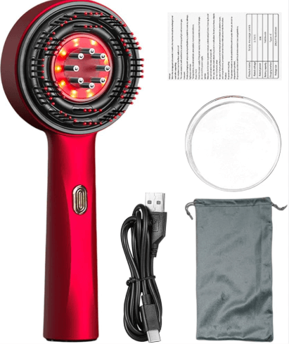 Magnetic Oil Dispensing Massage Comb with Red Light Therapy