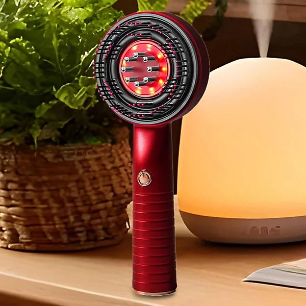 Magnetic Oil Dispensing Massage Comb with Red Light Therapy